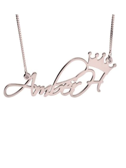 18K Rose Gold Plated Aber style Personalized Princess Crown Name Necklace silver