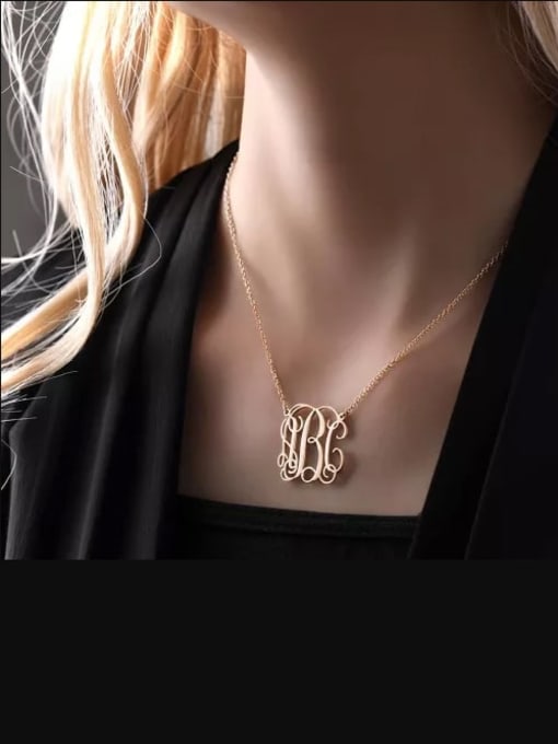 Lian Small Celebrity RBC Monogram Necklace Sterling Silver 1