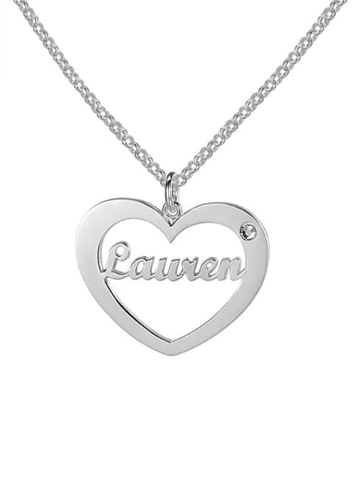 18K White Gold Plated Heart Name Necklace With Birthstone