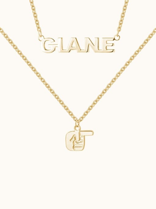 18K Gold Plated Name Necklace with Layered Gesture silver