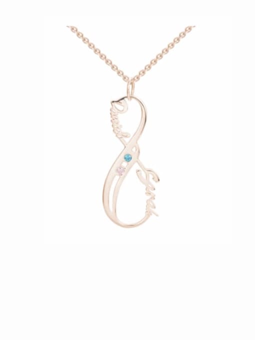 18K Rose Gold Plated Customize Vertical Infinity Name Necklace With Birthstones