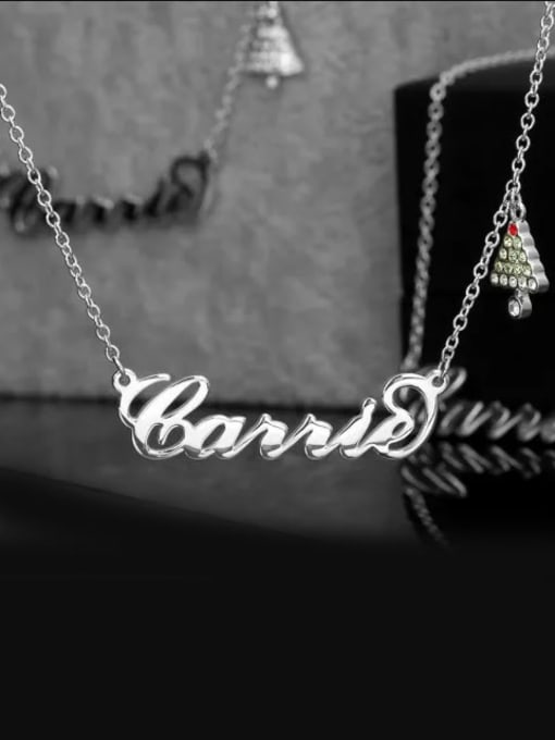 Lian Customize Christmas Tree Name Necklace Silver 2