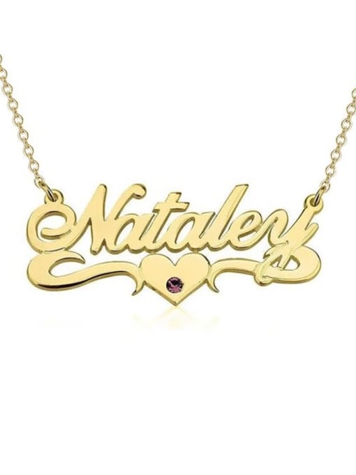 18K Gold Plated Personalized Birthstone Name Necklace With Underline Hearts