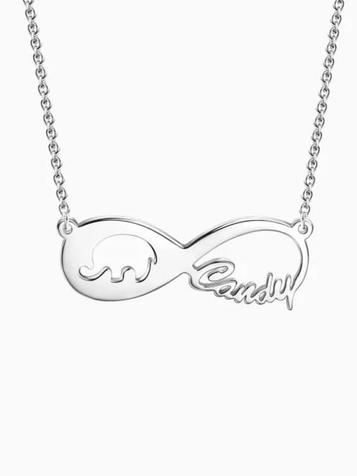 Lian Customized Silver Lucky Elephant Infinity Name Necklace 0