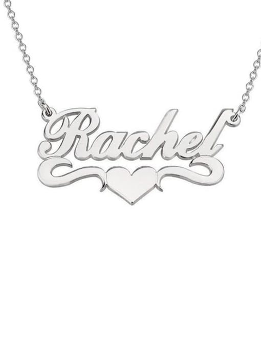 18K White Gold Plated Rachel style Personalized Heart Name Necklace