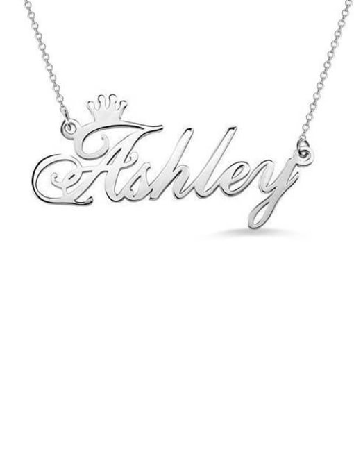 Lian Ashley style Personalized Name Crown Necklace Silver