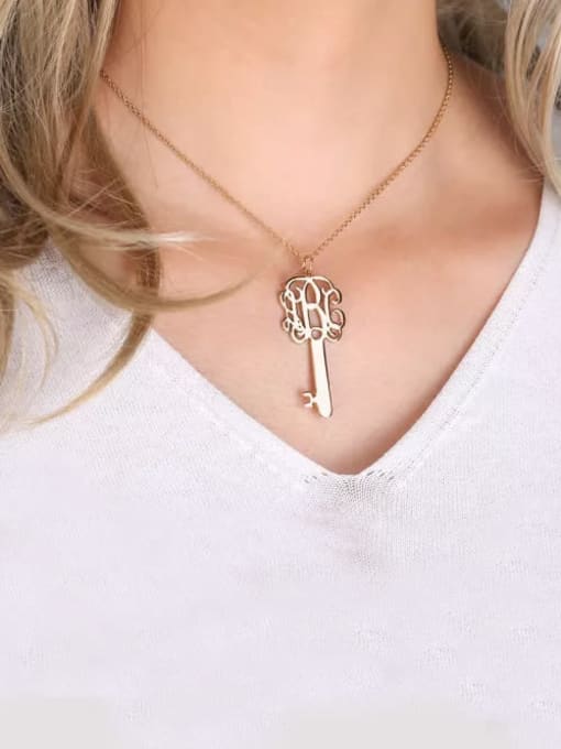 Lian Customize Key Monogram Necklace Silver 1