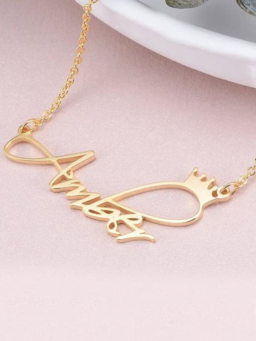 Lian Aber style Personalized Princess Crown Name Necklace silver 2