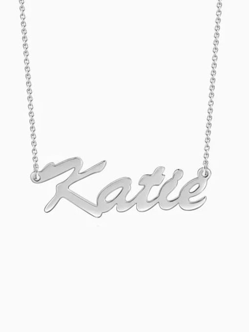 18K White Gold Plated Customize Classic Personalized "Katie" Name Necklace sterling siver