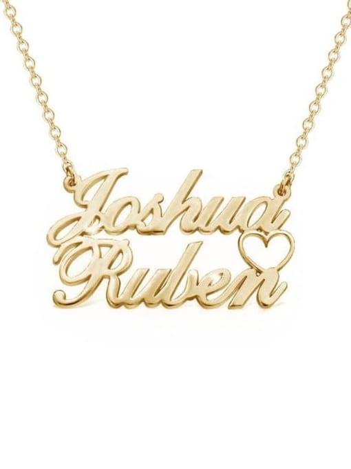18K Gold Plated Personalized Double Names Necklace with a Cut Out Heart