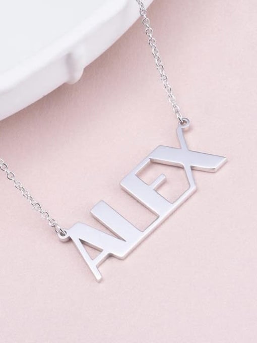 18K White Gold Plated Alex style Silver Personalized Name Necklace