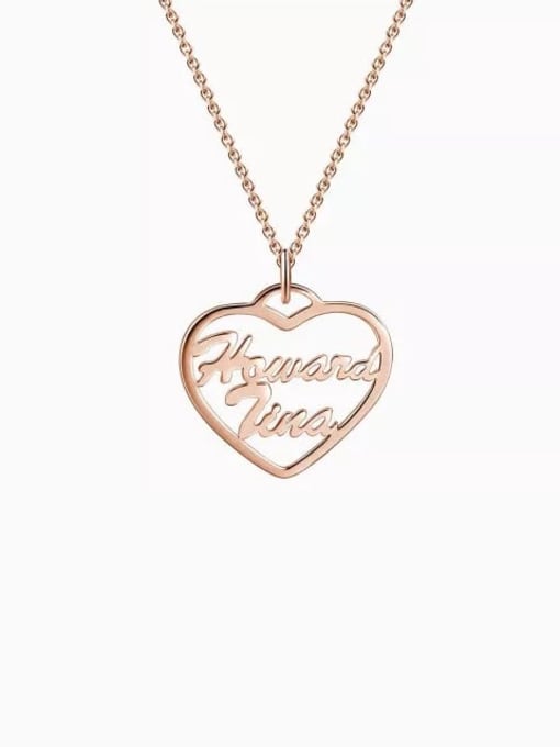 18K Rose Gold Plated Customized Silver Personalized Heart Two Name Necklace