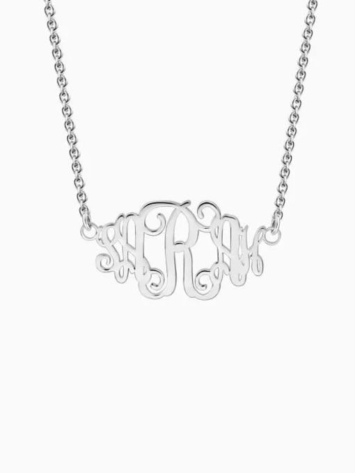 18K White Gold Plated Customize Celebrity Monogram Necklace sterling Silver