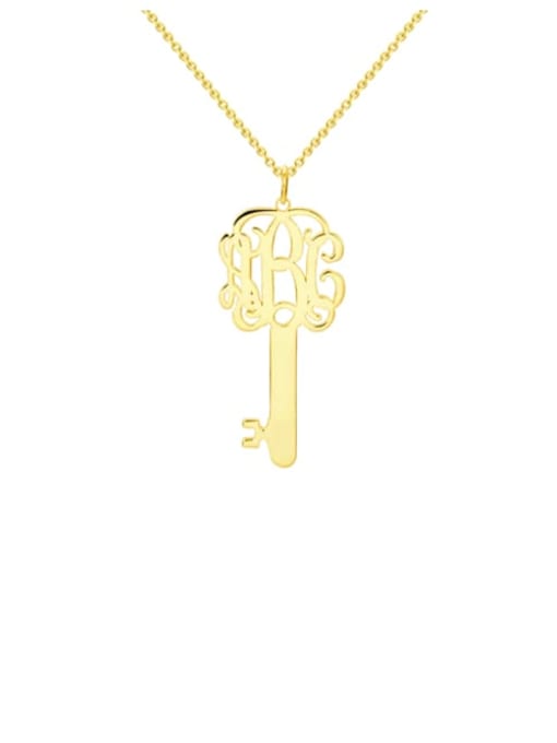 18K Gold Plated Customize Key Monogram Necklace Silver