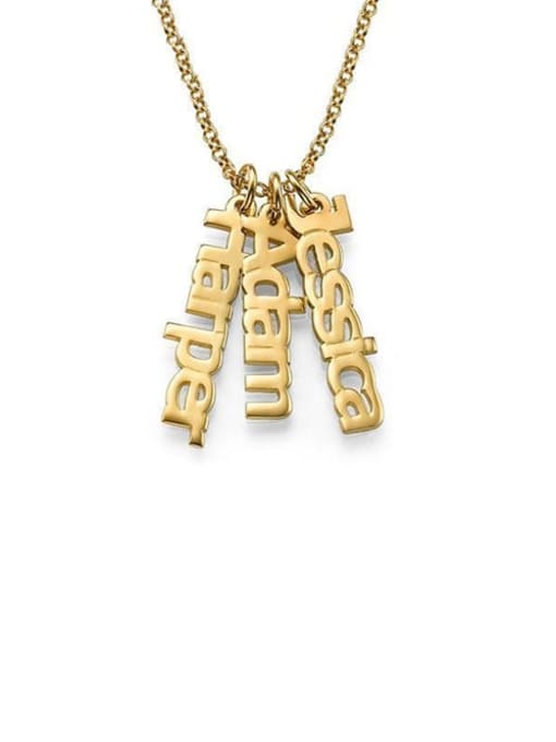 18K Gold Plated Personalized Vertical 3 Names Necklace