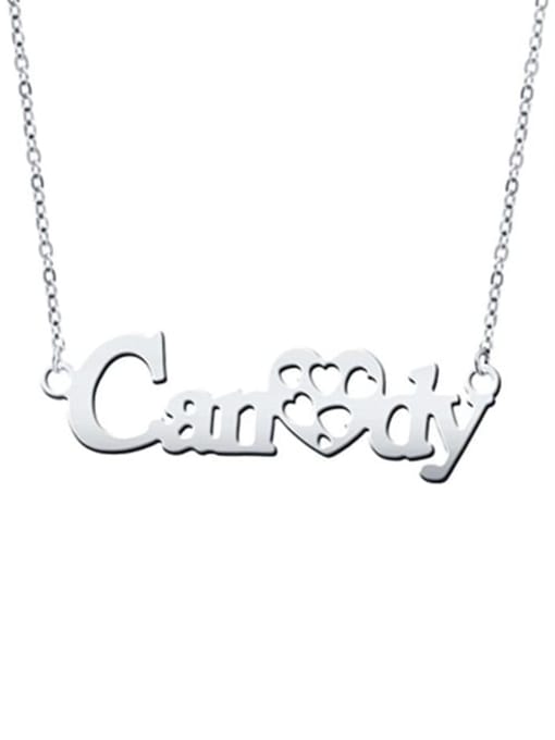 18K White Gold Plated Sweet Love Hollow Out Heart personalized  Name Necklace