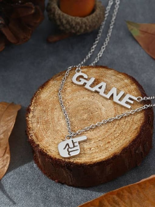 Lian Name Necklace with Layered Gesture silver 1