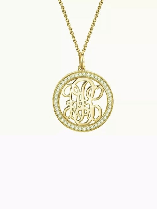18K Gold Plated Customize Pave CZ Monogram Necklace Sterling Silver