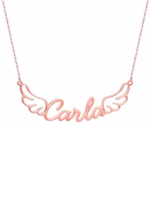 18K Rose Gold Plated personalized Angel Wings Name Necklace