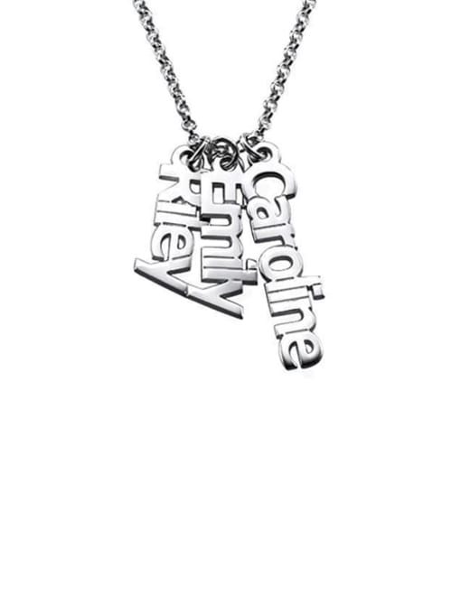 18K White Gold Plated Personalized Vertical 3 Names Necklace