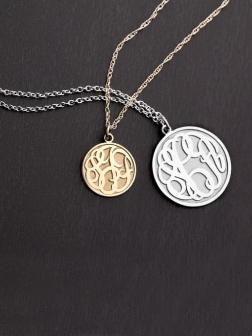 Lian Customize Embossed  Monogram Necklaces sterling siver 1