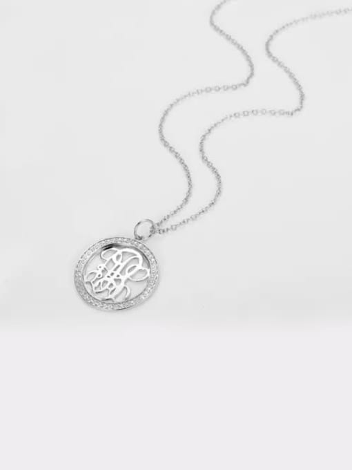 Lian Customize Pave CZ Monogram Necklace Sterling Silver 3