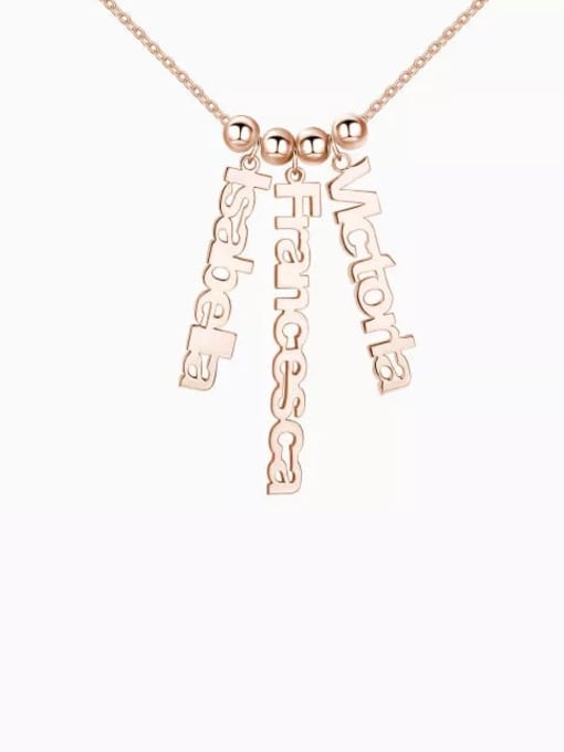 Lian Customize Personalized Vertical 3 Name Necklace Rose Gold Plated Silver 0