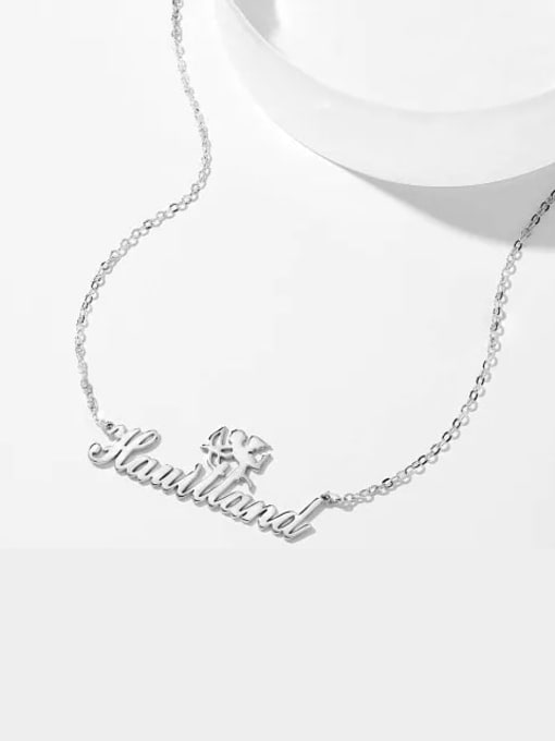 Lian Customized Silver Cupid Name Necklace 18K White Plated 2