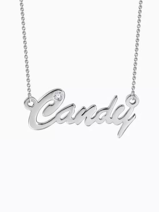 Silver Customized Personalized CZ Name Necklace Silver