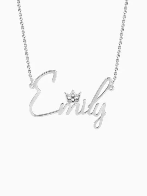 Silver Personalized Crystal Name Necklace With Crow Silver