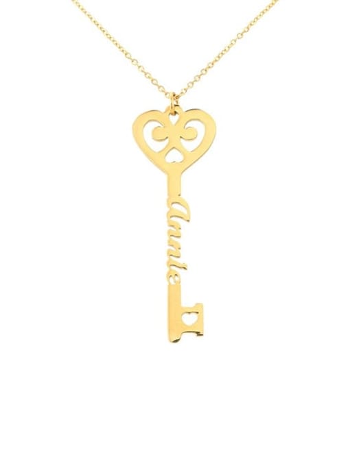 18K Gold Plated Personalized  Key Style Name Necklace silver