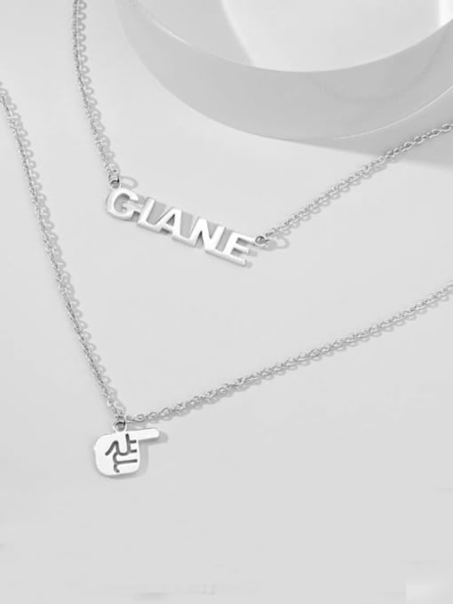 Lian Name Necklace with Layered Gesture silver 2