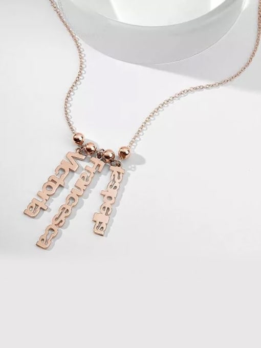 Lian Customize Personalized Vertical 3 Name Necklace Rose Gold Plated Silver 1