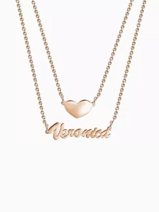 Customized Two Layers Personalized Heart Name Necklace - 1000037992