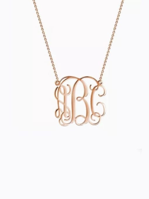 18K Rose Gold Plated Small Celebrity RBC Monogram Necklace Sterling Silver
