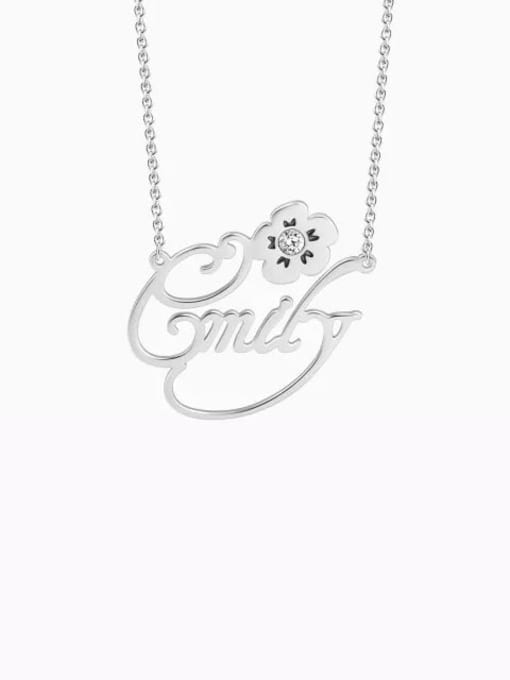 Silver Customize Silver Personalized Crystal Name Necklace With Flower