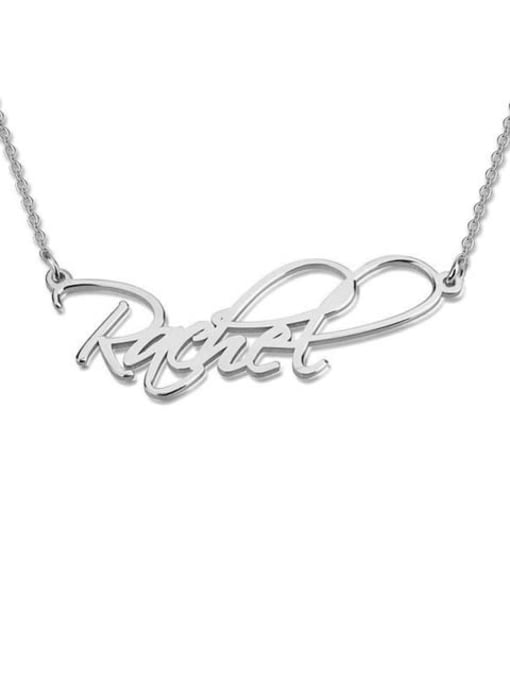 18K White Gold Plated Rachel Style Personalized Classic Name Necklace silver