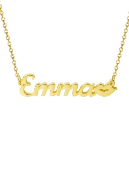 18K Gold Plated Personalized Kiss Name Necklace Silver