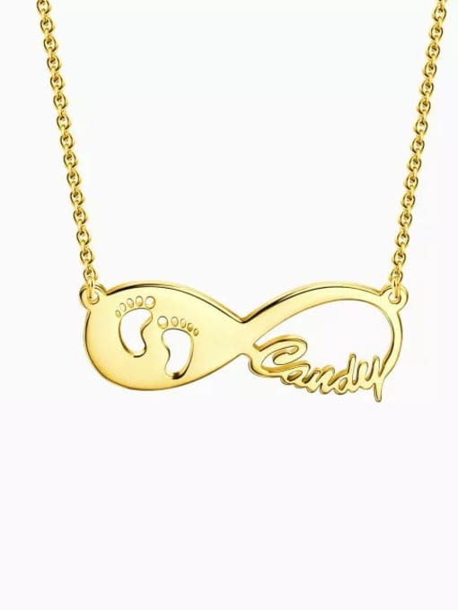 18K Gold Plated Gift For New Mom - Baby Footprint Infinity Name Necklace