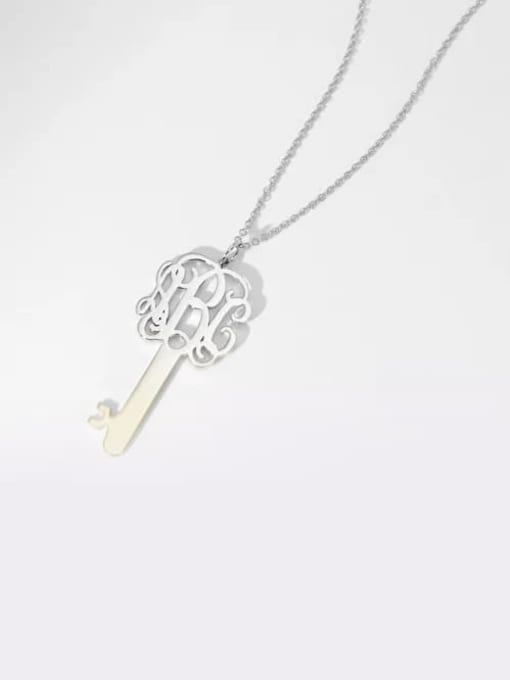 Lian Customize Key Monogram Necklace Silver 4