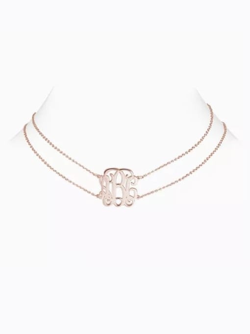 18K Rose Gold Plated Customized Monogram Choker with Sterling Silver