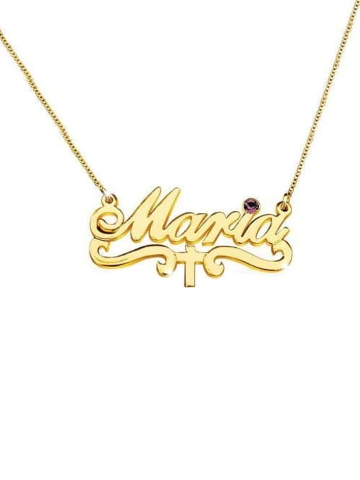 18K Gold Plated Personalized Birthstone Cross Style Name Necklace
