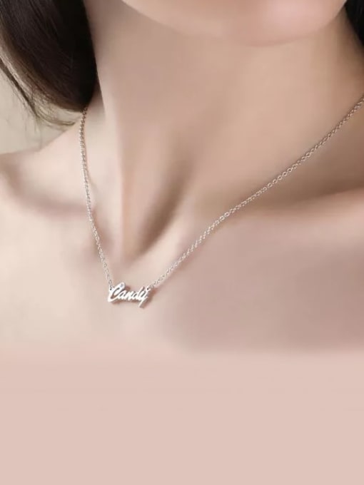 Lian Customized Personalized CZ Name Necklace Silver 1