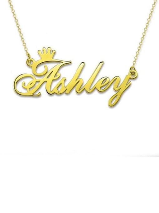 18K Gold Plated Ashley style Personalized Name Crown Necklace Silver