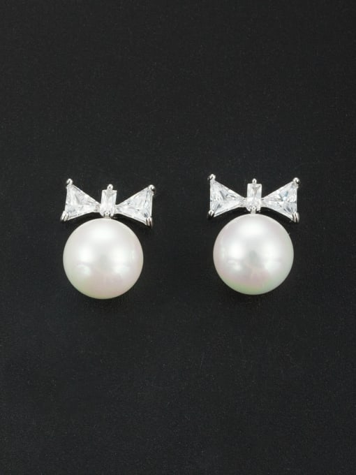 LB RAIDER Model No 1000001187 Platinum Plated Butterfly Pearl White Drop drop Earring 0