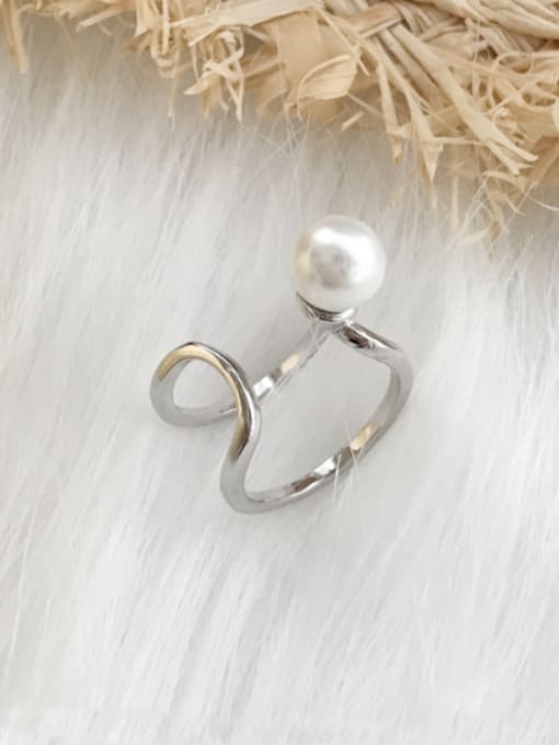 MINI STUDIO 925 silver Personalized Pearl Band Ring 0
