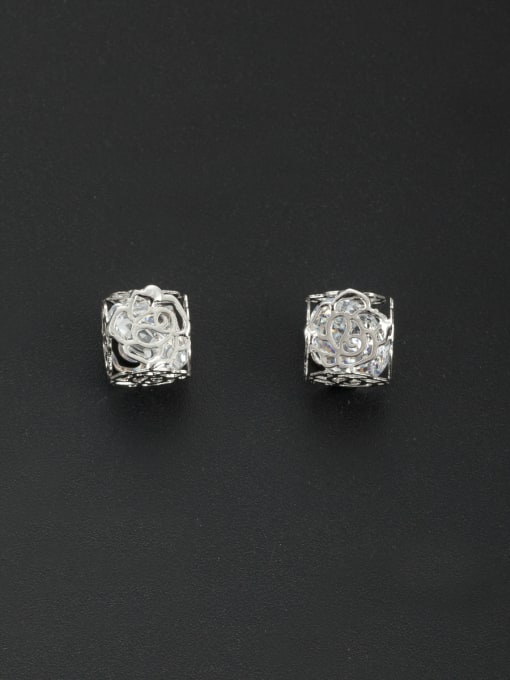 Cubic Y80 Model No DCZ3377-001 White Flower Studs stud Earring with Platinum Plated Zircon 0