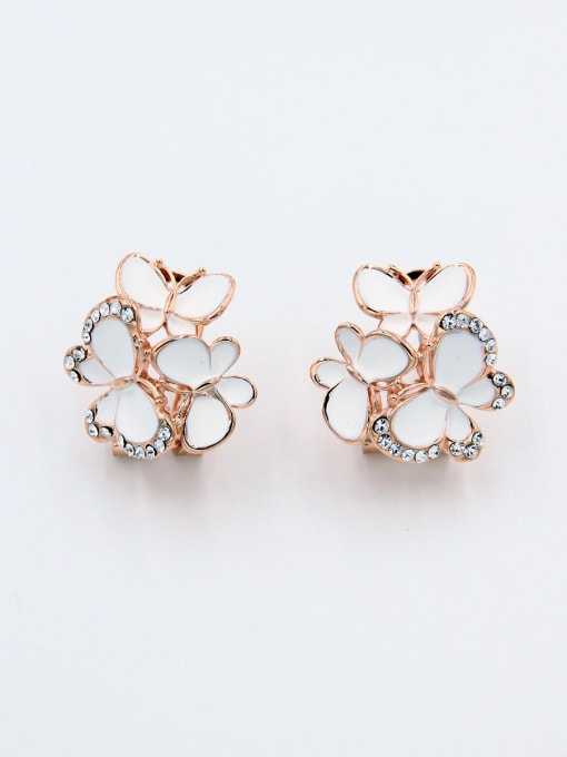 LB RAIDER Custom White Butterfly Studs stud Earring with Rose Plated
