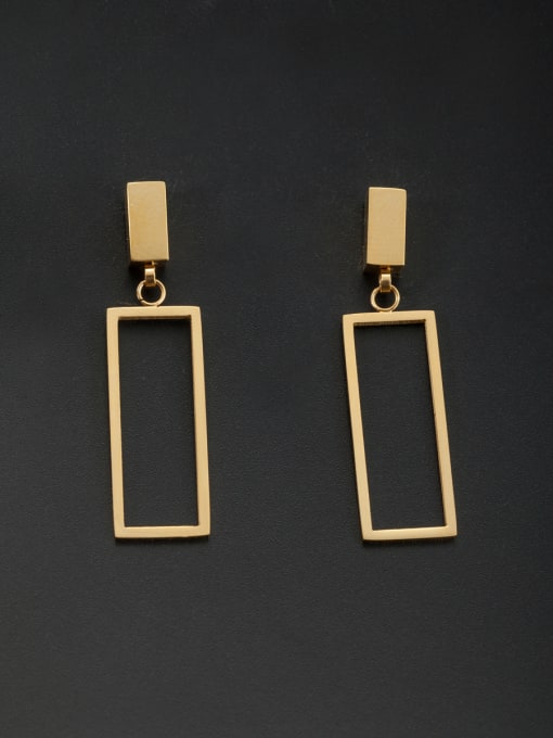 Jennifer Kou Mother's Initial Gold Drop drop Earring with Geometric 0