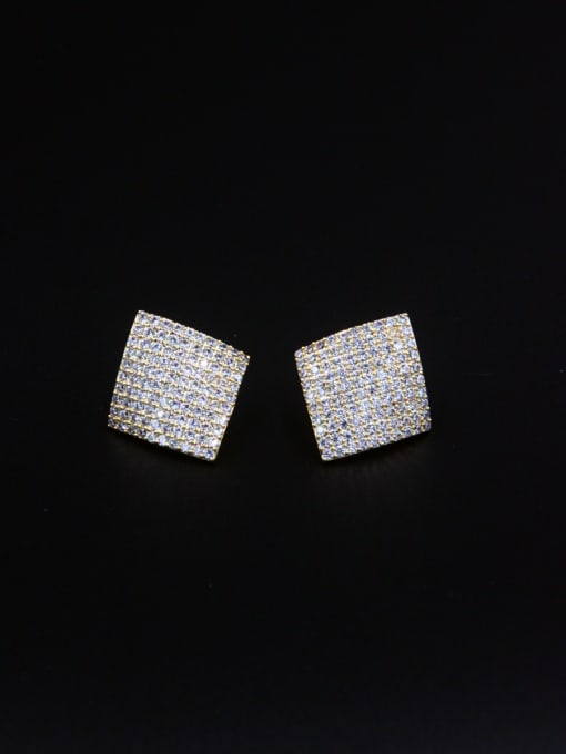 LB RAIDER White Geometric Drop drop Earring with Gold Plated Zircon